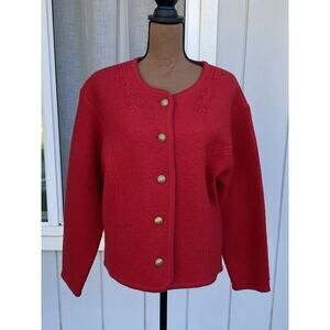 Vintage Pendleton 100% Virgin Wool Red Cardigan Embroidery Women’s Large